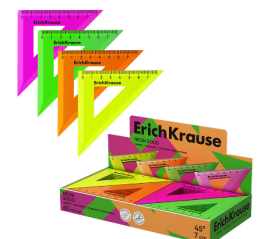 Треугольник 45*/ 7 см ErichKrause Neon Solid, пластик, микс из 4 цветов, в коробке-дисплее 57879 952