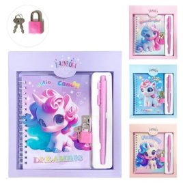 Набор подарочный " KWELT " Unicorn, в комплекте: блокнот 7БЦ на замочке МАЛЫЙ ФОРМАТ А6 48л, спираль