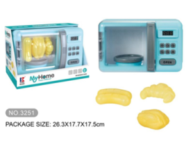 Печь микроволновая на батарейках в наборе с игрушечными продуктами 3251