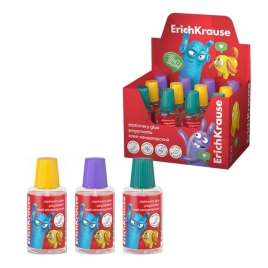 Клей канцелярский 20мл ErichKrause EasyStick Jolly Friends, с кисточкой, микс 10554933