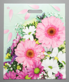 Пакет "Нежные герберы", полиэтиленовый с вырубной ручкой, 38х45 см, 60 мкм 9489601