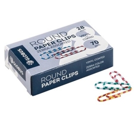 Скрепки " Глобус " 28мм цветные, Зебра 70шт