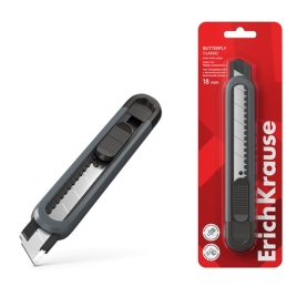 Нож канцелярский " Erich Krause " Butterfly Classic auto-lock 18мм, с механической системой фиксации