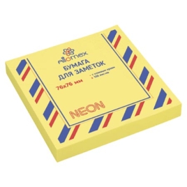 Блок самоклеящийся (стикеры) 76*76мм 100л, неон, желтый " Attomex "