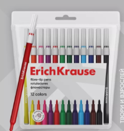Фломастеры 12цв ErichKrause light, в футляре, европодвес 10387029