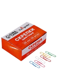 Скрепки 50мм цветные в картонной коробке 50 штук   10771194