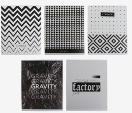 Тетрадь 48л кл ЧБ геометрия, обл мел карт хром, блок офсет, 5вид МИКС 6250519