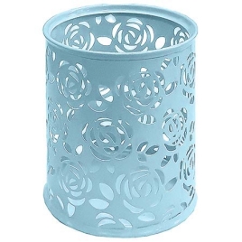 Стакан " KWELT " металлический ажурный, цветы, круглый, голубой