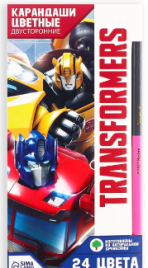 Карандаши цветные 24 цвета, двусторонние, Transformers   7689645