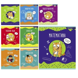Предметные тетради А5 24л., 8 предметов, со справочным материалом, скрепка, мелованный картон (станд
