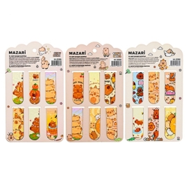 Набор магнитных закладок " Mazari " Капибара, 58*20мм, 6шт, ассорти (без возможности выбора дизайна)