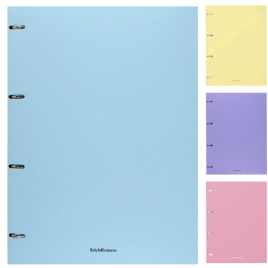 Тетрадь с пластиковой обложкой на кольцах А4  80л клетка " Erich Krause " Pastel, офсет, 4 дизайна(Т