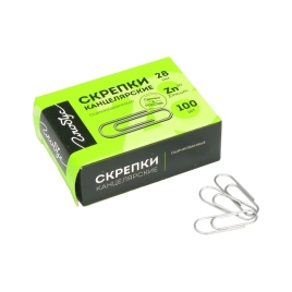Скрепки канцелярские 28 мм оцинкованные 100шт. GLOBUS к/к 4669509