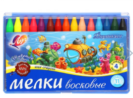 Мелки восковые на масляной основе " Луч " Фантазия 15цв  картонная упаковка