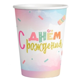 Стаканы С ДР! Маршмеллоу 6шт/190мл 702044