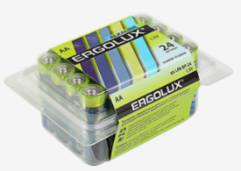 Батарейка алкалиновая Ergolux, AA, LR6-24BOX (LR6 BP-24), 1.5В, набор 24 шт. 3781551