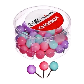 Кнопки силовые ШАРИКИ пастель 50 штук в пластиковой коробке   10771138