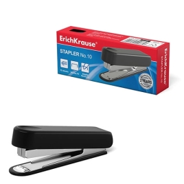 Степлер №10 на  15л " Erich Krause "  50 скоб пластиковый, встроенный антистеплер, один режим скрепл