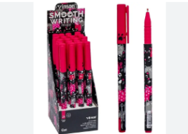 Ручка шариковая " Vinson " Cat, в дисплее синяя 0,7мм, чернила на масляной основе, цветной корпус ма