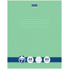 Тетрадь А5  48л " Hatber " клетка  Premium Панда-Тетрадь, на скобе, обложка - мелованный картон, скр