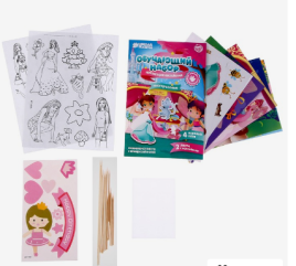 Набор для творчества: изготовление топперов, раскраска-наклейки и аппликация "Принцесса"   9700867