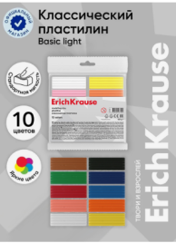 Пластилин 10цв 160г ErichKrause Basic light pack 53755 7007685
