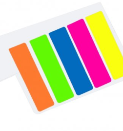 Флажки-закладки с клеевым краем,  Alingar,12 мм * 45 мм, прямоугольные, 20 л., 5 неон.цв., европодве