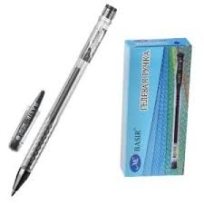 Ручка гелевая " Basir " черная 0,5мм, толщина письма 0,25мм, рифленый держатель, металлический након