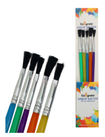 Набор кистей синтетика плоские 5 штук с пластиковыми цветными ручками 2691082