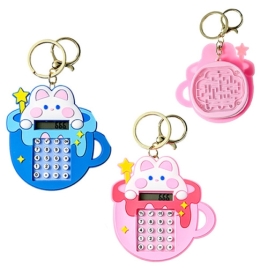 Калькулятор карманный на брелке 8 разрядов" Mazari " Зайка 75*80мм, батарея LR1130, 2 дизайна  (без