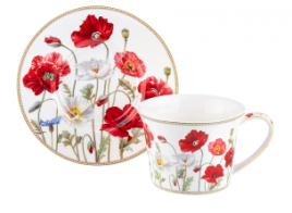 Чайн. пара 2 пр. 270 мл 12,5*9,5*7 см "Маки" NEW BONE CHINA