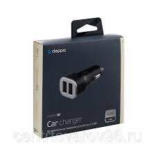 Автомобильное зарядное устройство Deppa Ultra, USB QC 3.0, 2 USB, 4.8 A, чёрное 5618710