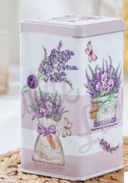 Банка для сыпучих продуктов "Лаванда 2" прямоуг d=9 см, h= 16,5 см, V= 1.2 л 7306631