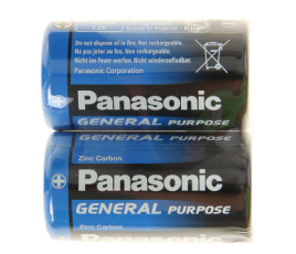 Батарейка солевая Panasonic General Purpose, C, R14-2S, 1.5В, спайка, 2 шт. 1035279