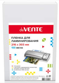 Пленка для ламинирования " deVente " А4 0,2мм, глянцевая, 100л, 216*303мм