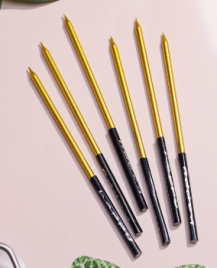 Свечи в торт "Праздник", 6 шт, 14,5 см, золото с чёрным 5122210