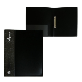 Папка на 2 кольцах А4 25мм 700мкм Calligrata внутр и торц карм с бум встав чер песок 3258475