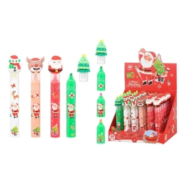 Текстовыделитель " Basir " Новый год, секционный 3цв, ассорти, флуоресцентные, цветной корпус, карто