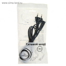 Кабель питания Cablexpert PC-184/2-1.8M, CEE 7/16 - C7, 2-pin, 2.5 А, 1.8 м, черный 1722427