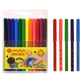 Фломастеры " Каляка-Маляка " 12цв Звездочки смываемые, на водной основе, принт на корпусе, круглые,