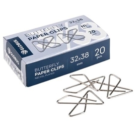 Скрепки- бабочки " Глобус " 32*38мм никелированные 20шт