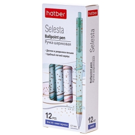 Ручка шариковая автоматическая " Hatber " Selesta синяя 0,7мм, чернила на масляной основе, непрозрач
