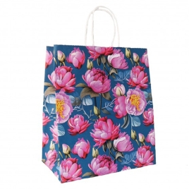 Пакет бумажный " ПЗБМ " 25*22*12см Пион крученые ручки
