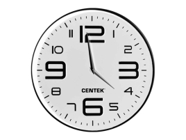 Часы настенные Centek СТ-7101 <White> 30 см диам., круг, ОБЪЁМНЫЕ ЦИФРЫ, плавный ход