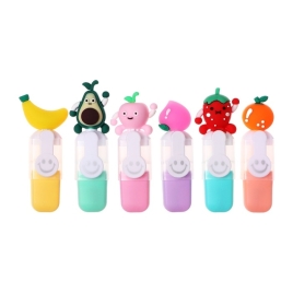 Набор маркеров текстовыделителей 6 штук 6 цветов, в пенале на молнии Фрукты   10577612