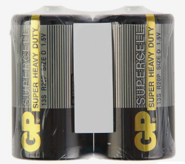 Батарейка солевая GP Supercell Super Heavy Duty, 13S R20Р, 1.5В, спайка, 2 шт. 470404
