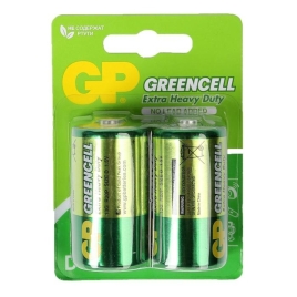 Батарейка солевая GP Greencell Extra Heavy Duty, D, R20-2BL, 1.5В, блистер, 2 шт. 470403