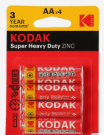 Батарейка солевая Kodak Extra Heavy Duty, AA, R6-4BL, 1.5В, блистер, 4 шт. 475484