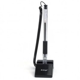 Ручка шариковая Alingar, 0,7 мм, черная, металлизированный наконечник, резиновый грип, самоклеющаяся