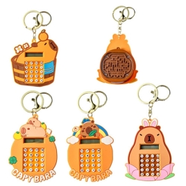 Калькулятор карманный на брелке 8 разрядов" Mazari " Капибара 65*90мм, батарея LR1130, 4 дизайна  (б